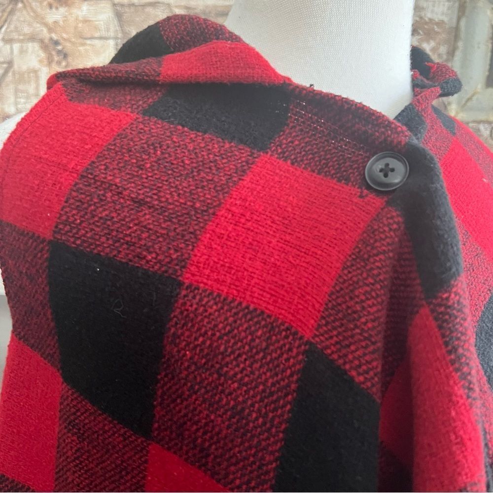 Plaid Red and Black Girls Hoodie Wrap size L - Picture 5 of 7